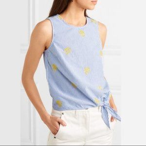 J. Crew Embroidered Pineapple Side-Tie Top